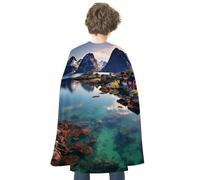 RTFGHJS Red Apple Fruit Halloween Cloak Christmas Cape Costume Accessory Cosplay Cloak for Parties Short Capes, Norway Islands, One Size
