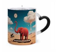 RTFGHJS Red Elephant Color Changing Mug Heat Activated Coffee Mug Funny Ceramic Magic Mugs Personalized Novelty Heat Sublimation Cups for Men Women Gifts 11 Oz