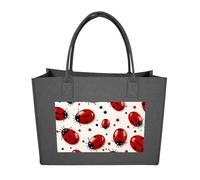 RTFGHJS Red Ladybug Tote Bags Reusable Shopping Bag Grocery Bag Felt Handbags Storage Bags Dark Gray