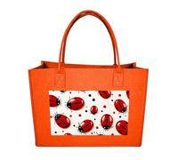 RTFGHJS Red Ladybug Tote Bags Reusable Shopping Bag Grocery Bag Felt Handbags Storage Bags Fruit Orange