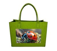 RTFGHJS Red Ladybug Tote Bags Reusable Shopping Bag Grocery Bag Felt Handbags Storage Bags Light Green