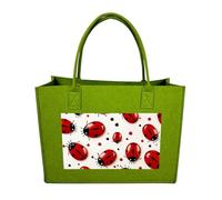 RTFGHJS Red Ladybug Tote Bags Reusable Shopping Bag Grocery Bag Felt Handbags Storage Bags Light Green