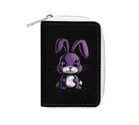 RTFGHJS Red Rose Sugar Skull PU Leather Card Holder - Slim Durable Credit Card Organizer for Men & Women, Purple Angry Rabbit, 16x11.5cm