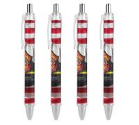 RTFGHJS Red Stripe Firefighter USA Flag Ballpoint Pens Retractable Ball Point Pens Smooth 0.5mm Medium Writing Pen Black Ink Pen for Men Women 4 PCS