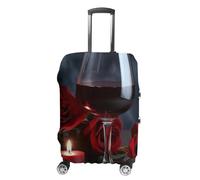 RTFGHJS Red Wine Rose And Candle Luggage Cover Elastic Luggage Covers for Suitcase Travel Luggage Covers Anti-Scratch Washable Suitcase Sleeve Fits 19-32 Inch Luggage, white, M