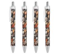RTFGHJS Rocks And Pebbles Ballpoint Pens Retractable Ball Point Pens Smooth 0.5mm Medium Writing Pen Black Ink Pen for Men Women 4 PCS