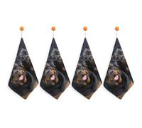 RTFGHJS Rottweiler Wallpaper Hand Towels Ultra Absorbent Quick Dry Face & Gym Towels Decorative Kitchen Cloth Microfiber Dish Towel for Bathroom, Kitchen, Yoga with Hanging Loops 4PCS