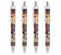 RTFGHJS Running Horses Ballpoint Pens Retractable Ball Point Pens Smooth 0.5mm Medium Writing Pen Black Ink Pen for Men Women 4 PCS