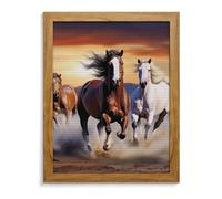 RTFGHJS Running Horses Diamond Painting Kit - DIY Canvas Art Decor with Drill Pen, Tray & Wax, Waterproof Sparkling Wall Craft for Home Decor, Birthdays, Christmas Yellow Wood 40 * 50cm