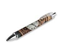 RTFGHJS Rusty Steampunk Clock Ballpoint Pens Retractable Ball Point Pens Smooth 0.5mm Medium Writing Pen Black Ink Pen for Men Women 1 PCS