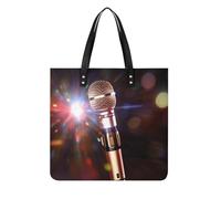 RTFGHJS Sailboat And Sunset Work Tote Bag for Women Leather Shoulder Bag with Magnetic Buckle Purse And Handbags, Karaoke Microphone, 39x39cm