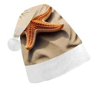 RTFGHJS Santa Hat for Adults Christmas - Beach Landscape Xmas Hat with Pom Pom, Xmas Hats for New Year Festive