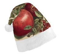 RTFGHJS Santa Hat for Adults Christmas - Berries of Pomegranate Xmas Hat with Pom Pom, Xmas Hats for New Year Festive