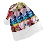 RTFGHJS Santa Hat for Adults Christmas - Candy And Marshmallows Xmas Hat with Pom Pom, Xmas Hats for New Year Festive