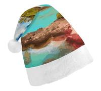RTFGHJS Santa Hat for Adults Christmas - Caribbean Scenery Xmas Hat with Pom Pom, Xmas Hats for New Year Festive
