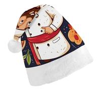 RTFGHJS Santa Hat for Adults Christmas - Chef Pizza Xmas Hat with Pom Pom, Xmas Hats for New Year Festive