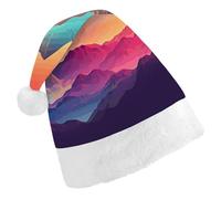 RTFGHJS Santa Hat for Adults Christmas - Color Mountain Gradient Xmas Hat with Pom Pom, Xmas Hats for New Year Festive
