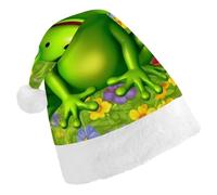 RTFGHJS Santa Hat for Adults Christmas - Frog Xmas Hat with Pom Pom, Xmas Hats for New Year Festive