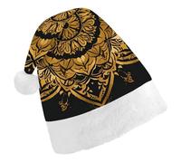 RTFGHJS Santa Hat for Adults Christmas - in Gold And Black Xmas Hat with Pom Pom, Xmas Hats for New Year Festive