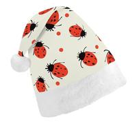 RTFGHJS Santa Hat for Adults Christmas - Ladybugs Pattern Infinite Speckled Xmas Hat with Pom Pom, Xmas Hats for New Year Festive