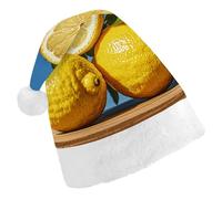 RTFGHJS Santa Hat for Adults Christmas - Lemon And Flower Xmas Hat with Pom Pom, Xmas Hats for New Year Festive
