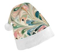 RTFGHJS Santa Hat for Adults Christmas - Peach And White Swirls Xmas Hat with Pom Pom, Xmas Hats for New Year Festive
