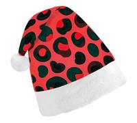 RTFGHJS Santa Hat for Adults Christmas - Red Leopard Pattern Xmas Hat with Pom Pom, Xmas Hats for New Year Festive