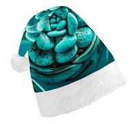 RTFGHJS Santa Hat for Adults Christmas - Turquoise Wonders Xmas Hat with Pom Pom, Xmas Hats for New Year Festive