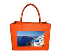 RTFGHJS Santorini Greek Island Sea View Tote Bags Reusable Shopping Bag Grocery Bag Felt Handbags Storage Bags, Fruit Orange, One Size