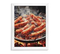 RTFGHJS Sausage on Fire Diamond Painting Kit - DIY Canvas Art Decor with Drill Pen, Tray & Wax, Waterproof Sparkling Wall Craft for Home Decor, Birthdays, Christmas White Wood 40 * 50cm