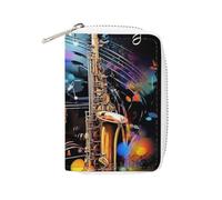 RTFGHJS Saxophone And Piano Credit Card Holder Wallet PU Leather Card Case Cards Protector Front Pocket Wallets