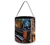RTFGHJS Saxophone And Piano Halloween Treat Bags with Handles Candy Bucket for Trick Or Treating, Party Favor Bags