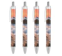 RTFGHJS Sea Beach Sunset Ballpoint Pens Retractable Ball Point Pens Smooth 0.5mm Medium Writing Pen Black Ink Pen for Men Women 4 PCS