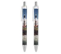 RTFGHJS Sea Lighthouse Ballpoint Pens Retractable Ball Point Pens Smooth 0.5mm Medium Writing Pen Black Ink Pen for Men Women 2 PCS