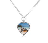 RTFGHJS Sea Turtle on The Beach Urn Necklace for Ashes Personalized Cremation Jewelry Heart Pendant Keepsake Jewelry for Dog Cat Sympathy Gift for Pets Lovers