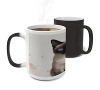 RTFGHJS Siamese Cat Art Color Changing Mugs Heat Sensitive Magic Mug 11 Oz Coffee Cup for Office, Ceramic Novelty Tea Mug with Handle for Home, Creative Gifts, Birthday, Anniversary