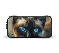 RTFGHJS Siamese Cat Art Pencil Case, Large Capacity Zipper Pencil Pouch Portable Office Stationery Makeup Bag, Desk Organizer for Stationery, Travel Toiletry, Makeup, Supplies