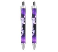 RTFGHJS Silver Horse Ballpoint Pens Retractable Ball Point Pens Smooth 0.5mm Medium Writing Pen Black Ink Pen for Men Women 2 PCS