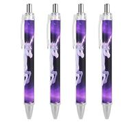 RTFGHJS Silver Horse Ballpoint Pens Retractable Ball Point Pens Smooth 0.5mm Medium Writing Pen Black Ink Pen for Men Women 4 PCS