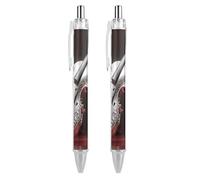 RTFGHJS Silver Violin Ballpoint Pens Retractable Ball Point Pens Smooth 0.5mm Medium Writing Pen Black Ink Pen for Men Women 2 PCS