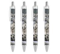 RTFGHJS Snow Leopard Ballpoint Pens Retractable Ball Point Pens Smooth 0.5mm Medium Writing Pen Black Ink Pen for Men Women 4 PCS