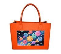 RTFGHJS Space Meteor Tote Bags Reusable Shopping Bag Grocery Bag Felt Handbags Storage Bags Fruit Orange