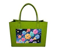 RTFGHJS Space Meteor Tote Bags Reusable Shopping Bag Grocery Bag Felt Handbags Storage Bags Light Green