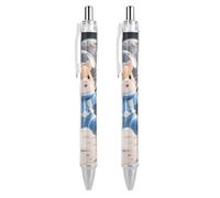 RTFGHJS Space - Suit Hamster Ballpoint Pens Retractable Ball Point Pens Smooth 0.5mm Medium Writing Pen Black Ink Pen for Men Women 2 PCS