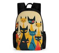 RTFGHJS Space Themed Art Backpack Fashion Schoolbag with Large Pocket Travel Daypack 16in Bookbag for Work, A Group of Cats, 42x30.5cm, Daypack Backpacks
