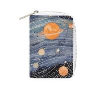 RTFGHJS Space Themed Art Credit Card Holder Wallet PU Leather Card Case Cards Protector Front Pocket Wallets