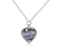 RTFGHJS Space Themed Art Urn Necklace for Ashes Personalized Cremation Jewelry Heart Pendant Keepsake Jewelry for Dog Cat Sympathy Gift for Pets Lovers