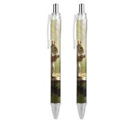 RTFGHJS Squirrel Eats Nuts Ballpoint Pens Retractable Ball Point Pens Smooth 0.5mm Medium Writing Pen Black Ink Pen for Men Women 2 PCS