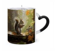 RTFGHJS Squirrel Eats Nuts Color Changing Mug Heat Activated Coffee Mug Funny Ceramic Magic Mugs Personalized Novelty Heat Sublimation Cups for Men Women Gifts 11 Oz