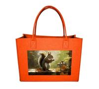 RTFGHJS Squirrel Eats Nuts Tote Bags Reusable Shopping Bag Grocery Bag Felt Handbags Storage Bags, Fruit Orange, One Size